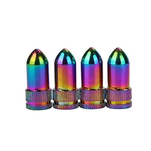 Glumes Aluminum Bullet Tyre Valve Dust Caps, Tire Wheel Rims Stem Air Valve Caps Tyre Cover, for Car, Motorbike, Trucks, Bike and Bicycle,4pcs (G)