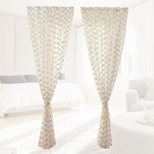 Cortina dorada para ventana pequeña con textura delicada de poliéster que difumina la luz solar 6