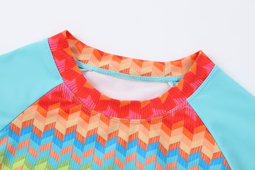 Image of Girls Long Sleeve Swimsuits 2 Pieces Set Rash Guard Swimwear Quick Dry Surfing Wetsuit for Kids Bathing Suit 5-16 Years