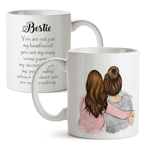 Image of Funny Bestie with Friendship Quotes Printed 325 ml Ceramic Coffee Mug /Tea Cup Gift for Girls, Best Friends, Sister Mom, Wife, Girlfriend 325 ml (Best Friend-1)