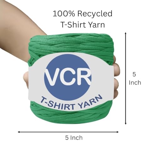 Image of VCR Dusty Green Big T-Shirt Yarn, 100 Meters Length, Recycled & Fashionable Craft Yarn, Pack of 1, Suitable for Crochet, Knitting & DIY Bags, Baskets, Cushions & Home Decor Projects