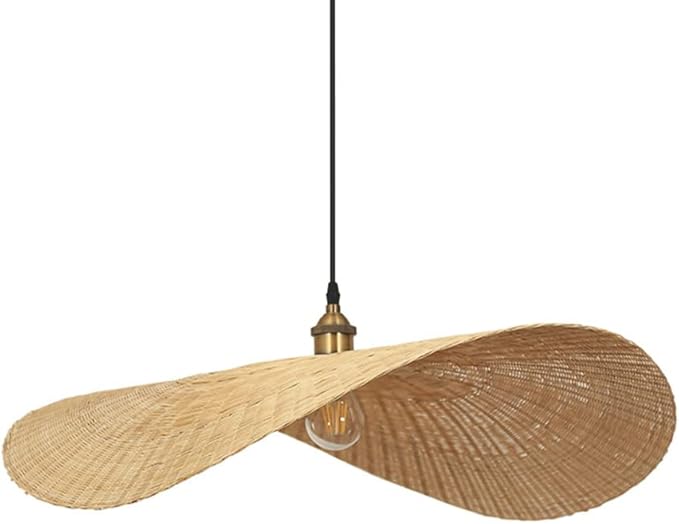 APLIK APLIK Rieten Bamboe Geweven Design Hanglampen Handgemaakte Rotan Holle Creatieve Kroonluchter Pastorale Stijl Rieten Huis Plafond Hanglamp voor Woonkamer Eetkamer, Geen Lamp