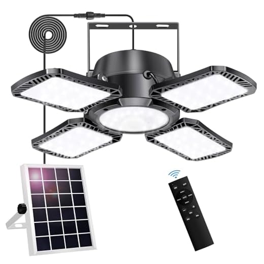 Aqonsie Solar Shed Light Outdoor Indoor, 176LED Solar Powered Motion Sensor Pendant Light Daytime Available, Solar Indoor Lights with 5 Lighting Modes & Remote for Shed Gazebo Barn Garage Home