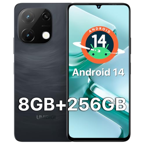 UMIDIGI Mobile Phones, 256GB ROM Android Phones, 6.75" HD+ 90Hz,8GB(4+4) RAM Phone Unlocked,5000mAh,13MP+8MP Sim-Free Smartphone 4G Phone Dual SIM, Face Fingerprint Unlock,GPS/OTG/3.5mm Jack,G9T Black