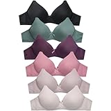 Womens 6 Pack of Everyday Plain, Lace, Wireless Bra (4510PN, 40C)