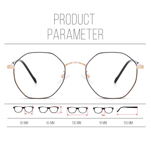Image of Hexagonal Shape Blue Cut Antiglare Zero Power Computer Eyeglasses For Men And Women | Blue Light Filtering Glasses For Computer And Mobile Use | 100% UV Protection
