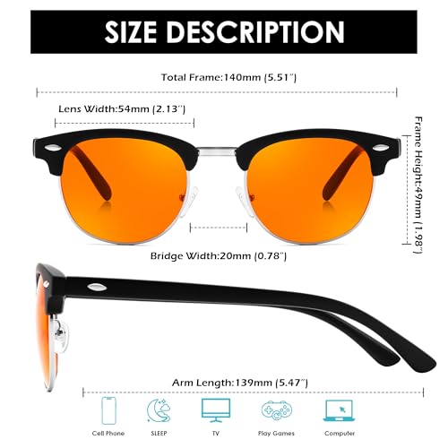 Image of FEISEDY Orange Blue Light Blocking Glasses for Woman Men Amber Lenses Computer Gaming Glasses for Better Sleep