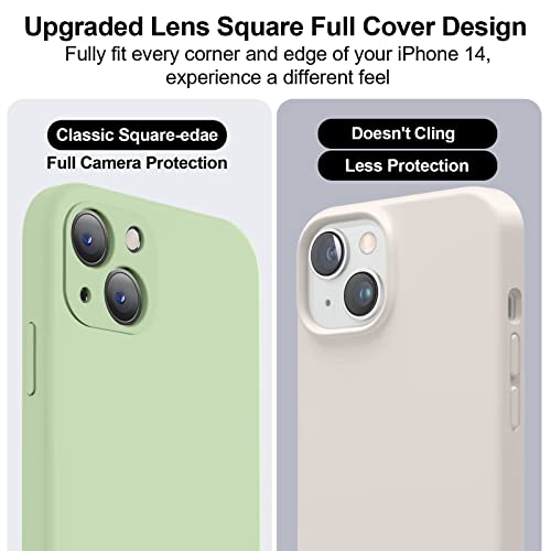 Vooii Compatible With Iphone 14 Case With Screen Protector, Upgraded Liquid Silicone With [Camera Protection] [Soft Anti-Scratch Microfiber Lining] Phone Case For Iphone 14 6.1 Inch - Matcha #TOP2