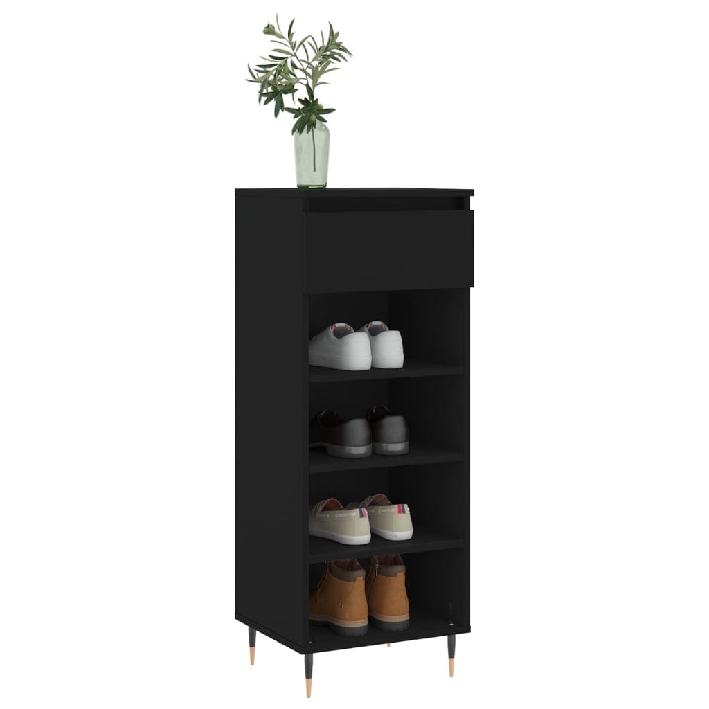 Stojak na buty ze sklejki Czarny 40x36x105 cm