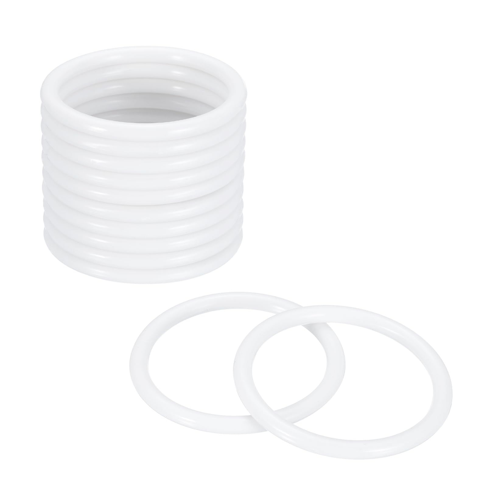 sourcing map 12Pcs Dream Catcher Rings, 2.2" Plastic Macrame Wreath Floral Round Hoop, Plastic Circle O Rings for DIY Crochet Craft Making, Wedding Wreath, Wall Hanging Decor, White