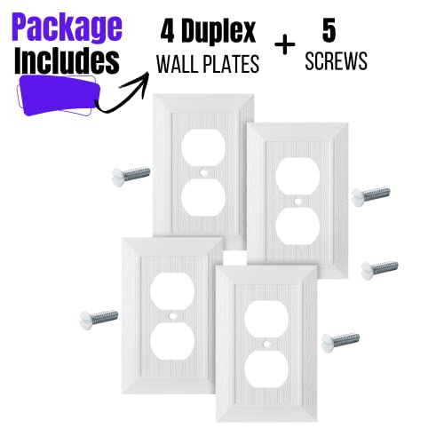Bates- Classic Beadboard Single Duplex Wall Plate, 4 Pack, White Outlet Covers, Outlet Wall Plate, Outlet Covers, Outlet Plate, Electrical Outlet Cover Plates, Wall Outlet Cover, Duplex Outlet Cover. #TOP1
