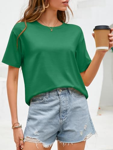 Image of UNCLECAT Womens Short Sleeve Crop Tops Summer Basic Cropped T Shirts | Workout,Casual,Crew Neck Tee,Boxy Loose Fit,Cotton Trendy Clothes