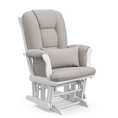 Storkcraft Tuscany Custom Glider And Ottoman With Free Lumbar Pillow, White/Taupe Swirl #TOP6