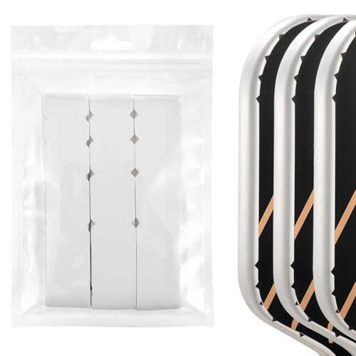 White Pickleball Paddle Protection Tape, Fit Perfectly Paddle Head Edges Guard No Wrinkling, 3 Pack PU Racket Edge Guard Tape for Standard Pickleball Paddles