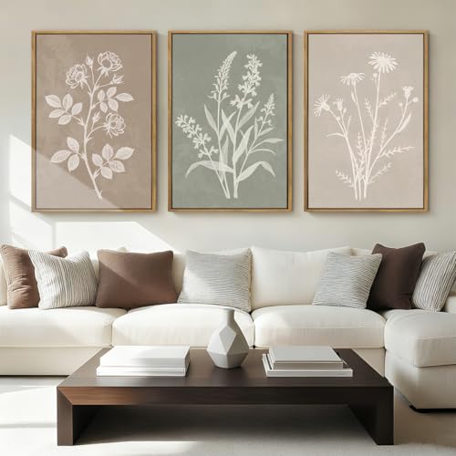 Anyzal Neutral Botanical Wall Art Boho Plant Artwork Farmhouse Floral