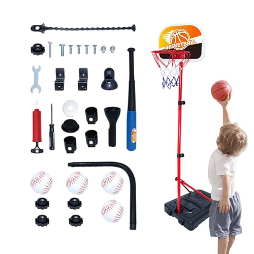 Canasta de baloncesto para niños 4 1 – Puerta de baloncesto ajustable en altura para niñas y niñas, Navidad, cumpleaños, sala de juegos, jardín al aire libre | Multipropósito al aire libre Utility