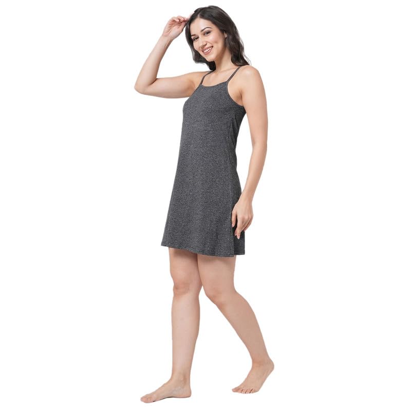 Image of Inner Sense Organic Cotton Nighty for Women Stylish I Above Knee Length Spaghetti with Scoop Neck Design I Adjustable Straps Camisole for Woman to Wear Solo or Layered