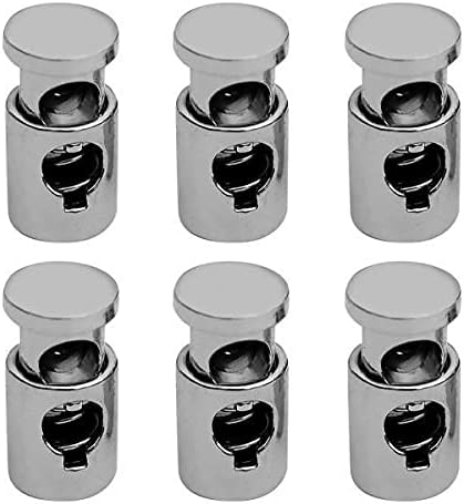 Gray Alloy Metal Cylinder Barrel Cord Lock 6Pcs, Single Hole Toggles for Elastic Paracord and Sewing Fasteners, Drawstring Rope Stop End Clasp, FQG999OH09GDA17CQ