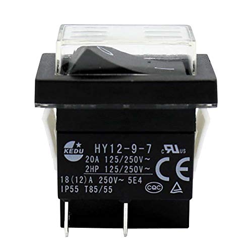 Kedu Hy12-9-7 4 Pins Rocker Switch Waterproof On Off Push Button Switches Arc Pushbutton Switch For Industrial Electric Power Tools And Electrical Equipment Control 125/250V 20/18A,2-Pack #TOP1