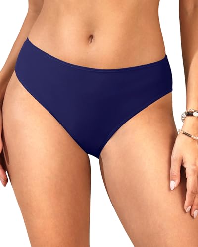 Image of Daci Women's Mid-Rise Full-Coverage Bikini Bottom | Mid-rise bikini bottom with full rear coverage in 82% nylon and 18% spandex for comfortable swimming and beachwear
