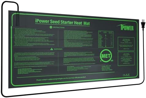 iPower GLHTMTS Durable Waterproof Seedling Heat Mat Warm Hydroponic Plant Germination Starting Pad, 10" x 20", Black