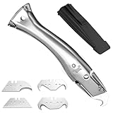 Teppichmesser Profi Set mit Hakenklinge & Trapezklinge, Cuttermesser aus Aluminium mit Messerhülle, Universalmesser für Dachdecker, Bodenleger & Handwerker