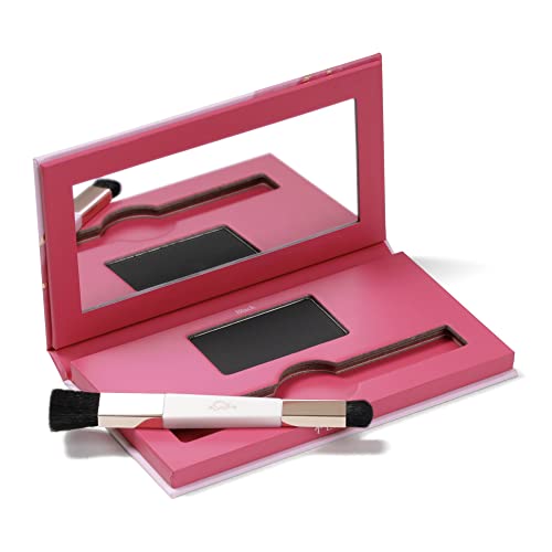eSalon Root Touch Up + Brow Powder, Conceal & Cover (Black) - Hairline Powder for Women - Scalp Concealer & Filler for Thinning & Gray Hair Coverage - Creates Thicker & Fuller-Looking Hair