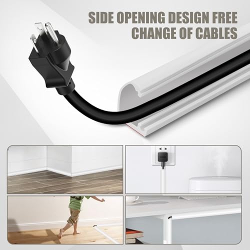 image for JAHOMFAI Cord Wall Cover, 118in Self-Adhesive Wire Covers for Cords on