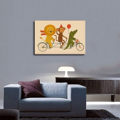 Poster animaux à vélo idée cadeau originale chambre d'ami