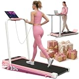 Cardirun Pink Walking Pad with Incline, 6-in-1 Folding Treadmill, 3 Modes