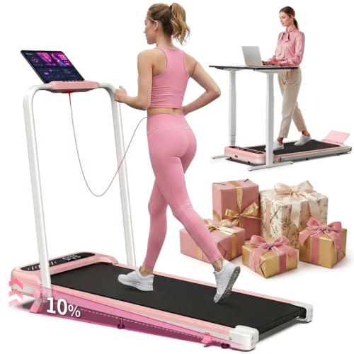 Cardirun Pink Walking Pad with Incline 6-in-1 Folding Treadmill 3 Modes