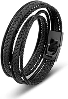 SERASAR | Premium Leather Wrap Bracelet for Men in Black & Brown | Various Lengths | Stainless Steel Clasp | Exclusive Jewellery Box | Great Gift Idea