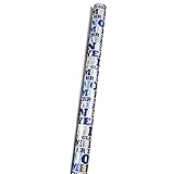 JAM Paper® Christmas Design Wrapping Paper- 25 Sq Ft - Silver & Blue Christmas Greetings - Sold Individually