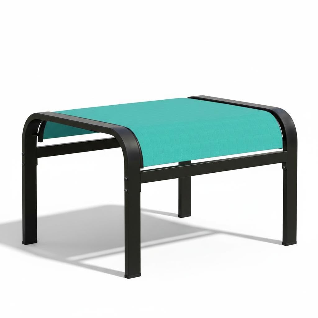 Garvee Textilene Outdoor Fußhocker – Klappbarer Hocker Für Terrasse Balkon, Cyan