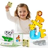SYHLN Montessori Holzspielzeug ab 1 Jahr: Tier-Stapelspiel für 1-4 Jährige Jungen & Mädchen – Motorikspielzeug & Geburtstagsgeschenk