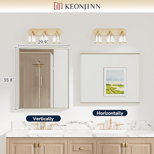 Keonjinn Brushed Nickel Bathroom Mirror 30 x 36 Inch, Vanity Wall Mirror for Over Sink, Aluminum Alloy Beveled Framed, Square Corner, Rectangular Mirrors, Tempered Glass, Farmhouse Style by Keonjinn - Used condition - Image 7
