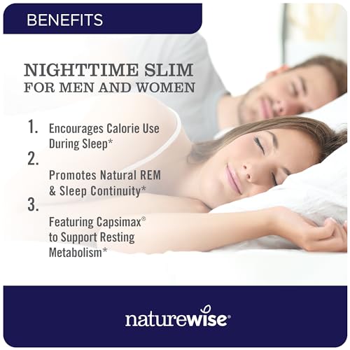 Naturewise NTS-60 Nighttime Fitness Support Supplement & Natural Sleep Aid With Cayenne Extract, Green Coffee Bean, Gaba, L-Theanine - Vegetarian thumb #1