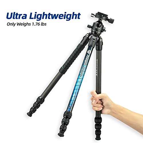Fotopro Carbon Fiber Tripod 50 Inch Camera Tripod For Travel, Max Load 22Lbs/10Kg, Black #TOP2