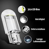 Upsmoker Standlicht Lampe 5 Stück T10 Lampe W5W 12V 5W 6000K Diamond Weißlicht Glassockellampe für Innenbeleuchtung, Parklicht, Kennzeichenbeleuchtung, Türbeleuchtung, Kofferraumbeleuchtung, Leselicht – Ansicht 5
