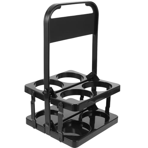 SHOWERORO Cesta Portabotellas Plegable Negra para 4 Botellas de Cerveza Asa Portátil Organizador Compacto para Picnic Barbacoa y Uso Diario en Mesa