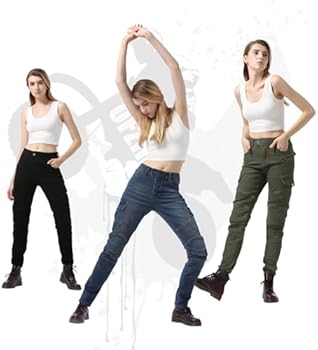 oFzimTo Motorbroek voor dames, slanke elastische motorjeans dames