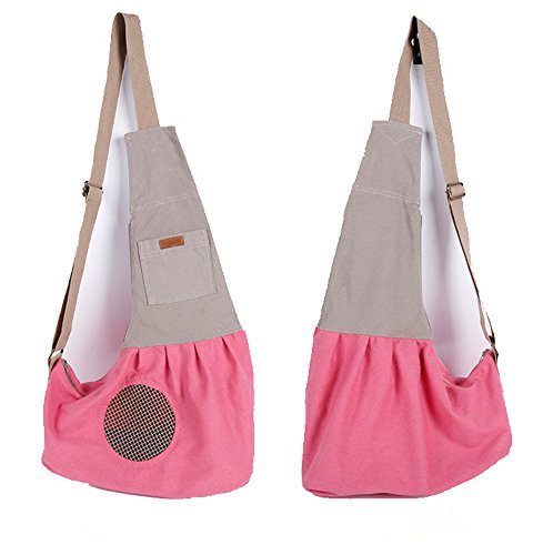 LILYS PET Pet Dog Cat Puppy Sling Carrier,Adjustable Pet Shoulder Bag Sling Carrier with Breathable Mesh Design (Pink)
