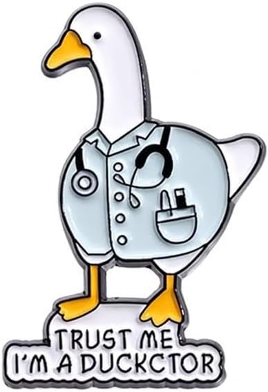Funny Duck Doctor Brooch Enamel Pin - Humor Animal Ducktor Lapel Pins Brooch for Backpacks, Jackets, Hats with“TRUST ME I’M A DUCKTOR”. Cartoon Goose Brooches Gift for Doctors, Nurse