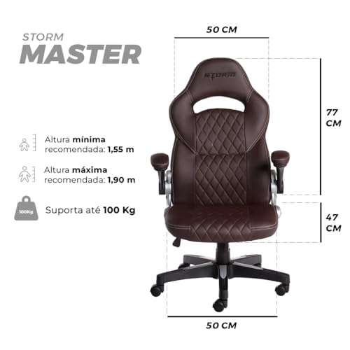 MAX RACER - Cadeira Gamer Storm Master - Cadeira com Design Anatômico de Escritório Reclinável, Polt