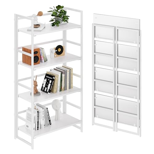 BHG Vintage Multifunctional Folding Bookshelf, No-Assembly Plant Stand Storage Rack