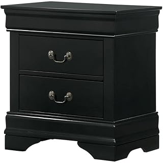 Furniture of America Jussy Transitional Solid Wood 2-Drawer Nightstand in Black