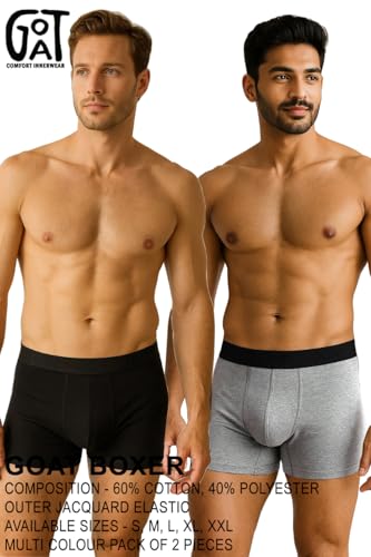 Image of Goat Mens Boxer Trunk Cotton Blend Pack of 2 Pieces
