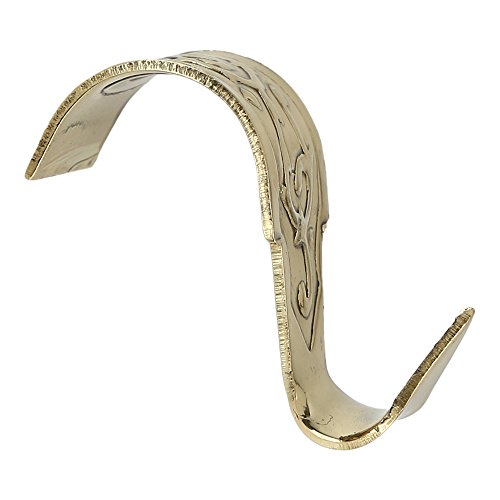 Image of Set of 6 - Solid Brass Picture Rail Hooks - 1 5 /8 inch x 1 1 /16 inch - Polished Lacquered Finish, Heavy Duty Molding Hooks - Tool-Free Installation for Frame Hanging