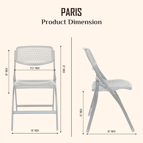 Image of ROSE Paris Folding Chair for Home | Lightweight, Portable, Balcony, Garden, Camping Chair | Indoor Outdoor Chair | Restaurant Chair (Grey (Set of 4))