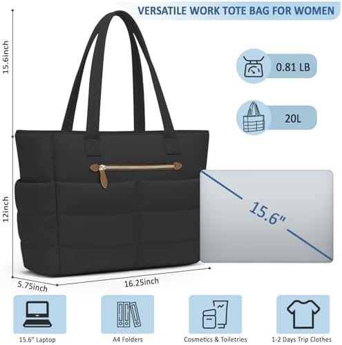 ELONGRIVER Large Tote Bag for Women Lightweight, Quilted Womens Work Shoulder Bag Cute Handbags for Women